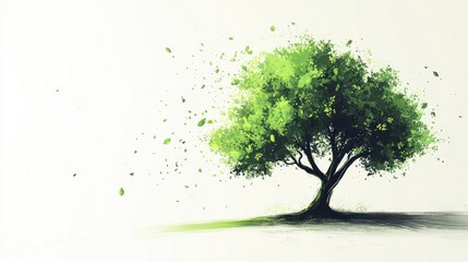 Lush green tree leaves blowing in wind, nature background, environmental art, website banner