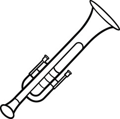 Wall Mural - Coloring page Trombone line art illustration