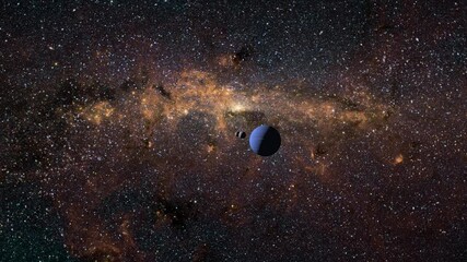 Wall Mural - space travel through solar system with 9 planets and milky way.