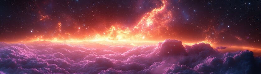 Vibrant colorful cloud formation against a blue sky in a scenic view of nature