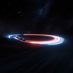 Wall Mural - space journey with light trails from a mysterious vessel in the cosmos