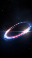 Poster - Vibrant Cosmic Ring of Light in Deep Space with Starry Background