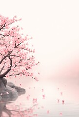 Wall Mural - there is a tree with pink flowers growing out of it