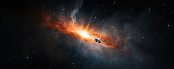 Wall Mural - Celestial Explosion with Bright Star and Cosmic Dust in Space
