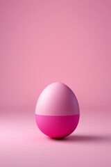 Wall Mural - pink egg with a pink stripe on a pink background