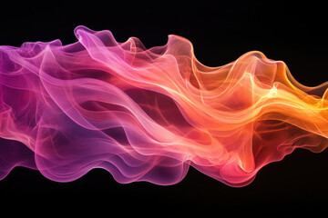 Wall Mural - Abstract art depicting flowing, translucent waves of pink and orange hues against a transparent background.