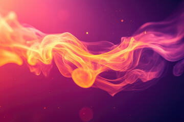 Poster - Abstract image of vibrant orange and pink smoke flowing gracefully against a dark background, creating a dreamy, ethereal effect.