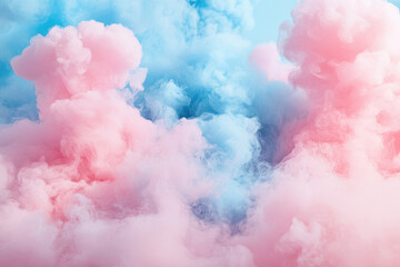 Aufkleber - Abstract pastel pink and blue cloudscape, resembling cotton candy or smoke, creating a dreamy and ethereal atmosphere.