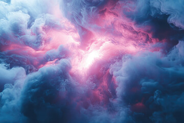 Wall Mural - abstract art depicting a vibrant nebula, swirling clouds of pink and blue, resembling a cosmic explo