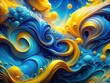 © Adisorn - Geometric banner, flowing blue and yellow surreal forms.