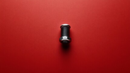 Wall Mural - Metal bolt on red background, studio shot, industrial design, product photography