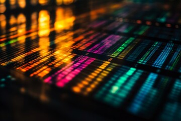 Colorful digital code on a dark screen