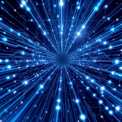 Poster - An abstract visualization of interconnected data streams converging into a central core, symbolizing the power of information processing, network connectivity, and technological convergence in the dig