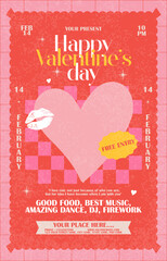 Wall Mural - modern valentine's day flyer with retro design concept