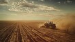 © sabuhinovruzov - Modern Harvesting Technology: Autonomous Tractor Efficiently Collecting Potatoes in a Vast Field, Agriculture Innovation