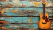 © AFFANYUDA - Acoustic guitar leans on rustic wood background