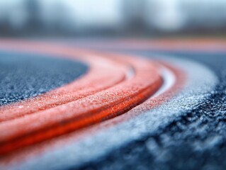 Wall Mural - close-up of frost on a red and blue surface