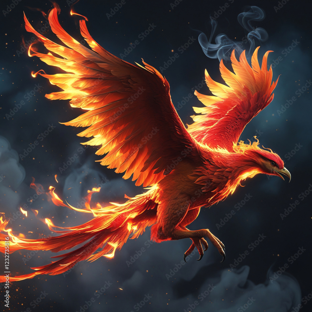 Majestic Fiery Phoenix Rising – Mythical Fire Bird in Flight | Fantasy ...