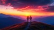© Asree - Sunset Summit: Silhouetted Couple Holding Hands on a Mountaintop at Golden Hour