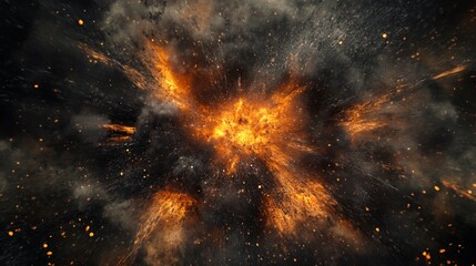 Wall Mural - Explosive Energy Burst of Fire and Smoke