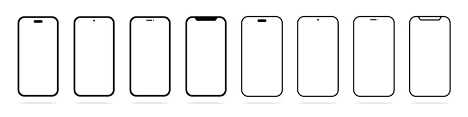 Wall Mural - smartphone mockup with blank white screen. mobile phone mockup front view. smartphone screen vector 