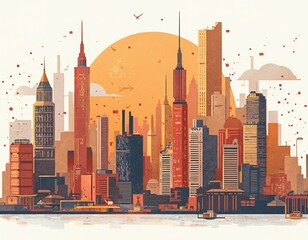 Poster - City Skyline at Sunset