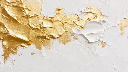 Sticker - Metallic gold paint on a textured white surface background