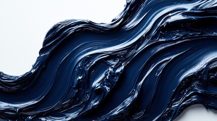 Dark blue paint strokes on white background for abstract art