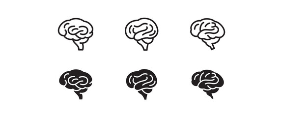 Human brain medical vector icon logo, sign, editable stroke illustration isolated on white background