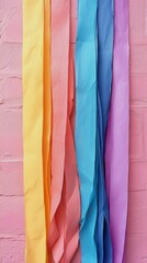 Wall Mural - Colorful streamers hanging in a decorative display for a festive occasion