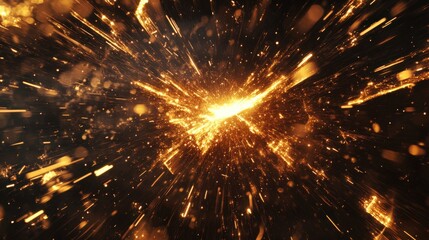 Wall Mural - A bright orange explosion with a lot of sparks and debris