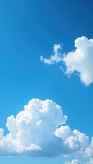 deep blue springtime sky, scattered cumulus clouds , blue, sunny
