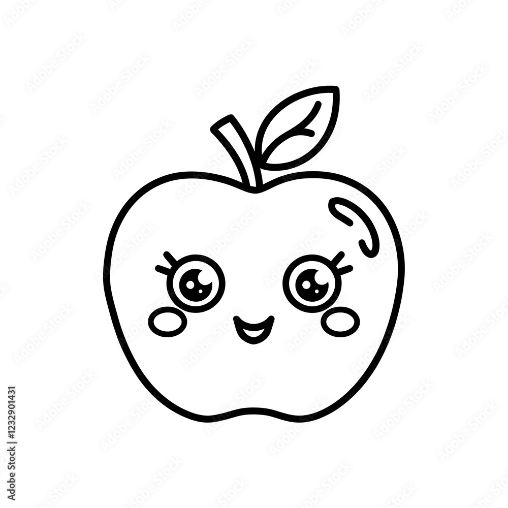 apple coloring page for toddlers Stock Illustration | Adobe Stock