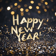 Wall Mural - a black and gold background with the words happy new year written in gold