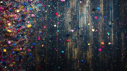 Wall Mural - a colorful background with a lot of confetti and a black background