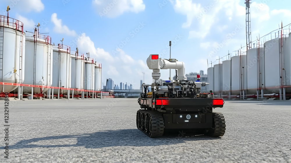 Robotic inspection unit in industrial facility. Stock Illustration ...