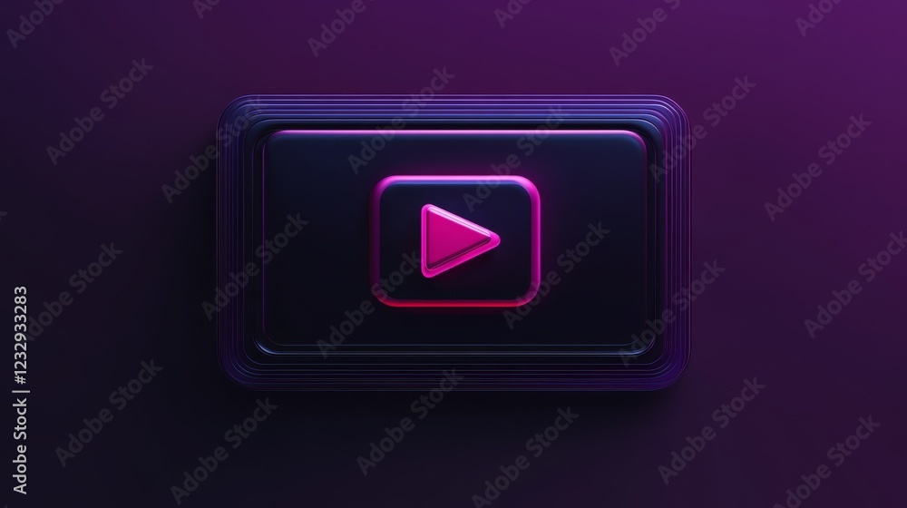 Social media video player template, app interface with play button icon ...