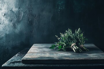 Wall Mural - Rustic Herbs Bouquet on Wooden Table