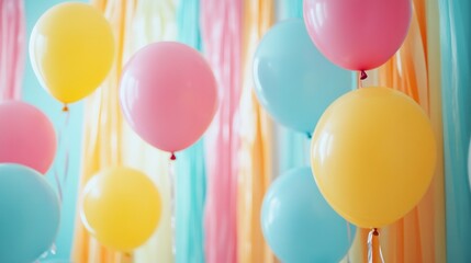 Poster - Colorful balloon decorations create a vibrant party backdrop for celebrations and events