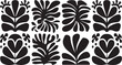 © Naimur creativehouse - groovy floral botanical black background in trendy naive retro hippie 60s 70s style | Groovy abstract flower posters | Floral doodle patterns | silhouette abstract wavy flower | Vector in simple