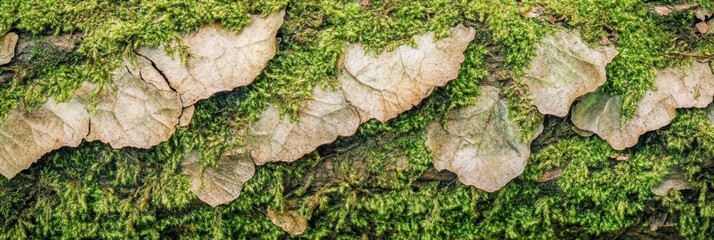Natural moss and bark texture on forest tree capturing organic patterns