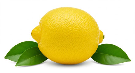 Wall Mural - closeup of fresh yellow lemon lime citrus fruit with leaves isolate in white background