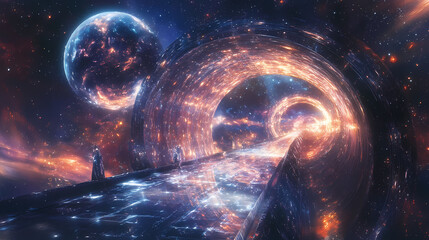 Wall Mural - Exploring the universe: a journey through the grand space archway, generative ai. Solar Archway. Illustration