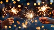 © Paul - A family holding sparklers while watching grand fireworks, the contrast of small sparks in hand and large explosions lighting up the sky