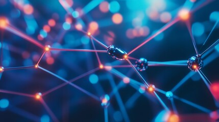 Wall Mural - abstract network connections with bright colorful nodes and lines