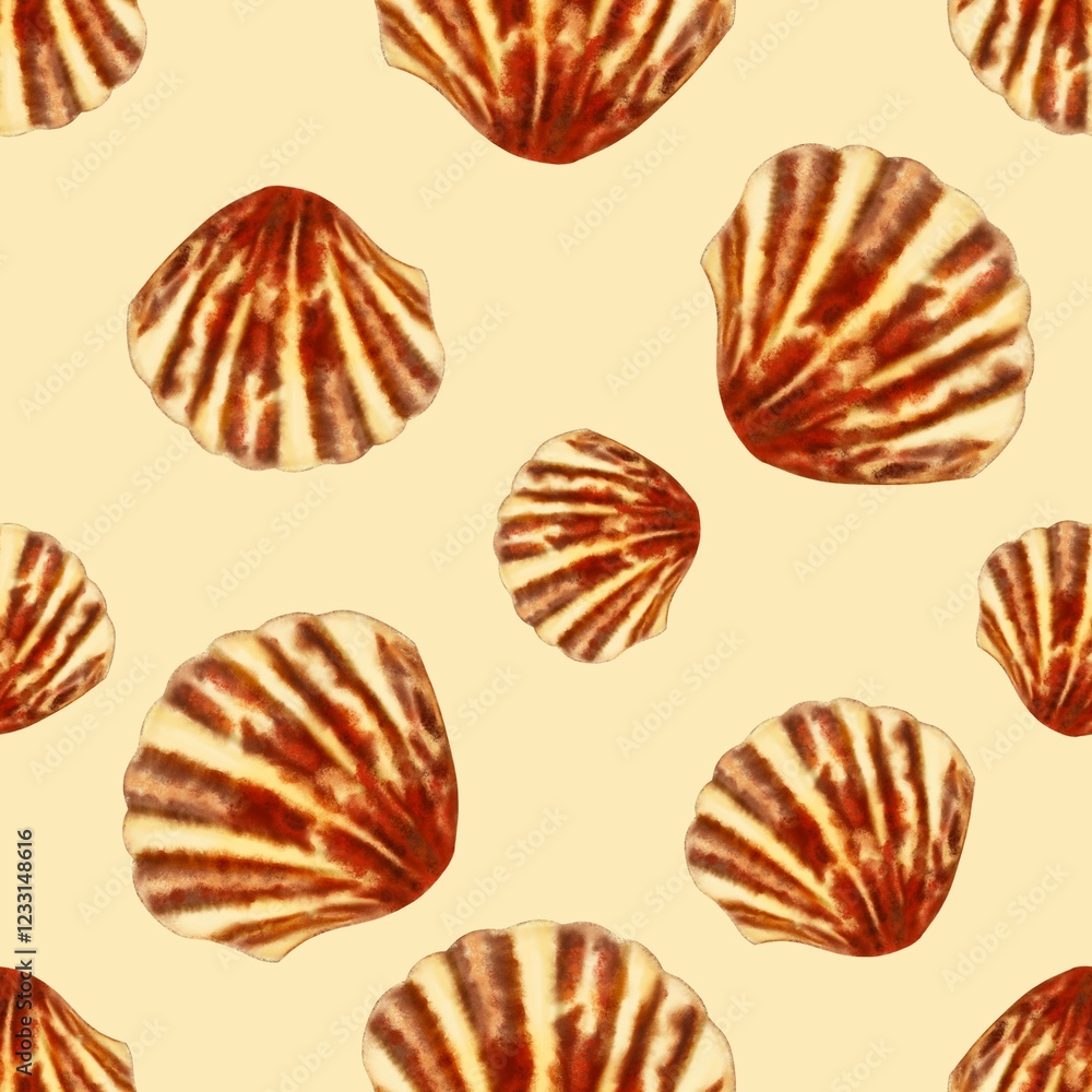 Semirealistic pattern of shell .Hand-drawn shell pattern. Shell ...