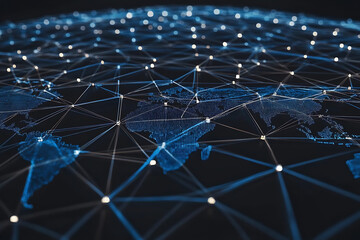 Futuristic glowing wireframe of an AI-powered language translation concept