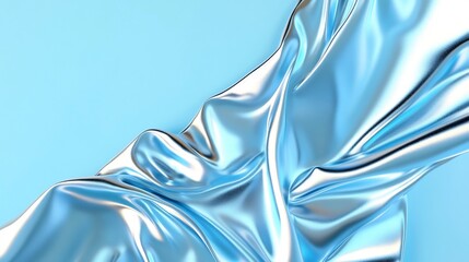 Wall Mural - Flowing light blue fabric, abstract background, studio shot, design element