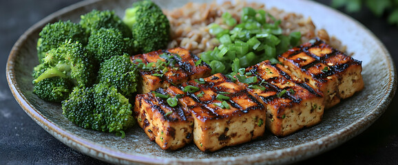 Poster - Grilled Tofu with Broccoli and Brown Rice