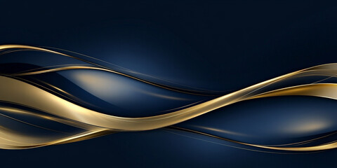 Deep navy and gold abstract background with fluid metallic swirls and soft light accents.